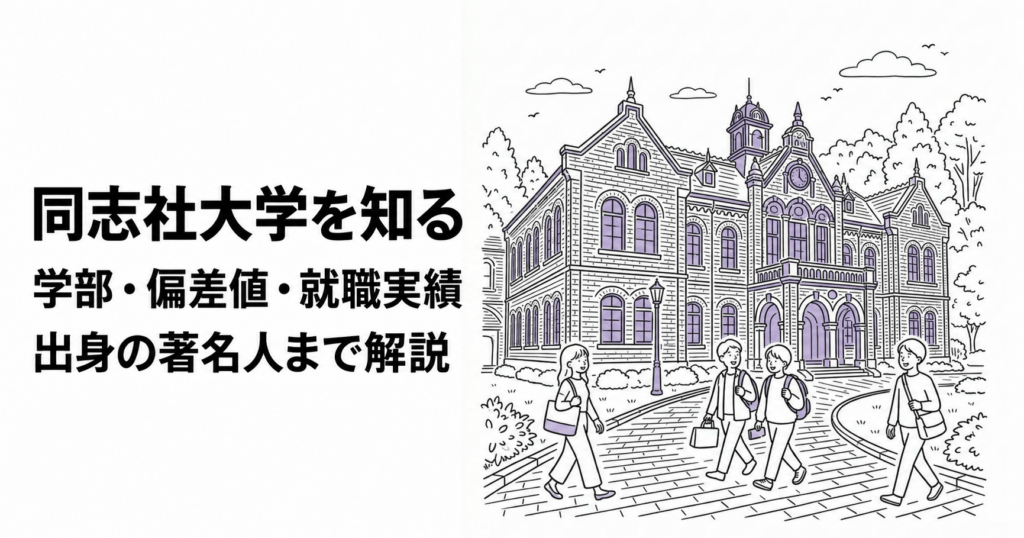 同志社大学を知る。学部・偏差値・就職実績、出身の著名人まで解説する記事のイメージ