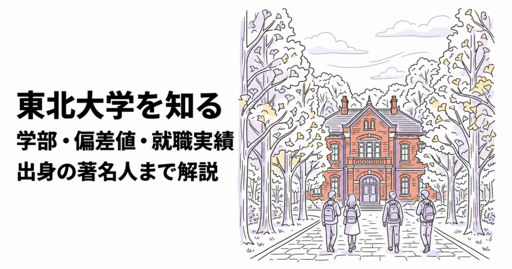 東北大学の学部・偏差値・就職実績・出身者を紹介する記事のイメージイラスト