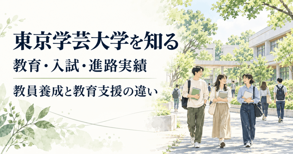 東京学芸大学を知る。教育・入試・進路実績、教員養成と教育支援の違いを紹介する記事のイメージイラスト
