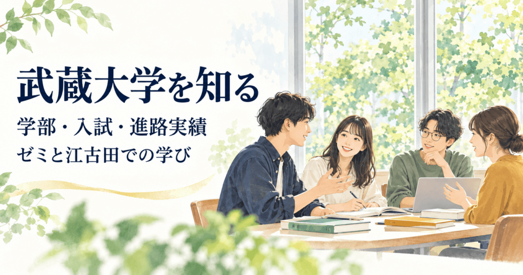 武蔵大学を知る。学部・入試・進路実績とゼミ・江古田での学びを紹介する記事のイメージイラスト
