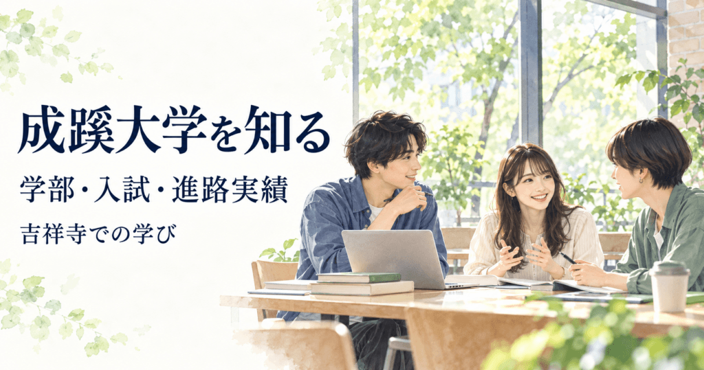 成蹊大学を知る。学部・入試・進路実績と吉祥寺での学びを紹介する記事のイメージイラスト